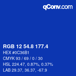 カラーコード: RGB 12 54.8 177.4 | qconv.com