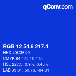 カラーコード: RGB 12 54.8 217.4 | qconv.com