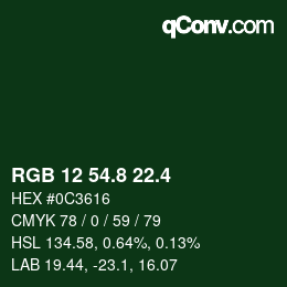 カラーコード: RGB 12 54.8 22.4 | qconv.com