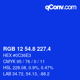 カラーコード: RGB 12 54.8 227.4 | qconv.com