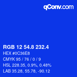 カラーコード: RGB 12 54.8 232.4 | qconv.com