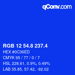 カラーコード: RGB 12 54.8 237.4 | qconv.com