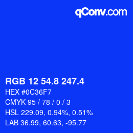 カラーコード: RGB 12 54.8 247.4 | qconv.com