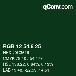 カラーコード: RGB 12 54.8 25 | qconv.com