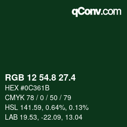 カラーコード: RGB 12 54.8 27.4 | qconv.com