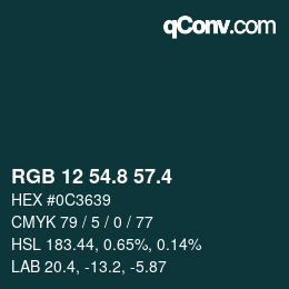 カラーコード: RGB 12 54.8 57.4 | qconv.com