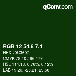 カラーコード: RGB 12 54.8 7.4 | qconv.com