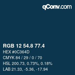 カラーコード: RGB 12 54.8 77.4 | qconv.com