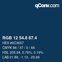 カラーコード: RGB 12 54.8 87.4 | qconv.com