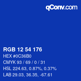 Farbcode: RGB 12 54 176 | qconv.com