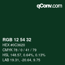 Color code: RGB 12 54 32 | qconv.com