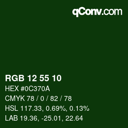 Color code: RGB 12 55 10 | qconv.com