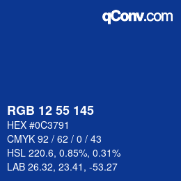 Color code: RGB 12 55 145 | qconv.com