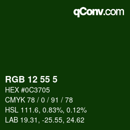 Color code: RGB 12 55 5 | qconv.com
