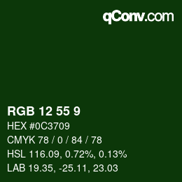 カラーコード: RGB 12 55 9 | qconv.com