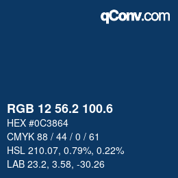 カラーコード: RGB 12 56.2 100.6 | qconv.com
