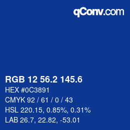 カラーコード: RGB 12 56.2 145.6 | qconv.com