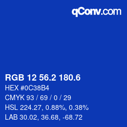 カラーコード: RGB 12 56.2 180.6 | qconv.com