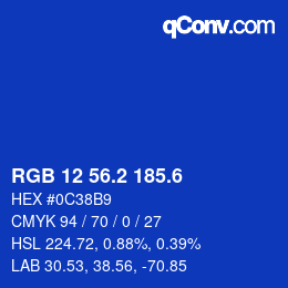 カラーコード: RGB 12 56.2 185.6 | qconv.com
