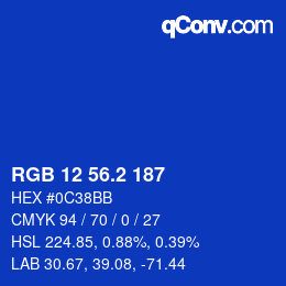 カラーコード: RGB 12 56.2 187 | qconv.com