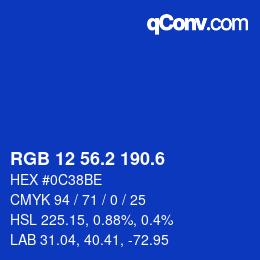 カラーコード: RGB 12 56.2 190.6 | qconv.com