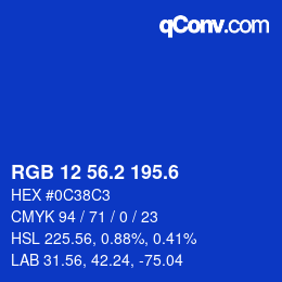 カラーコード: RGB 12 56.2 195.6 | qconv.com