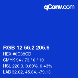 カラーコード: RGB 12 56.2 205.6 | qconv.com