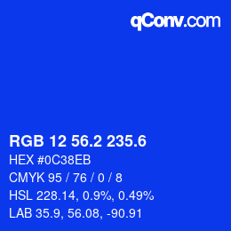 カラーコード: RGB 12 56.2 235.6 | qconv.com