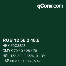 カラーコード: RGB 12 56.2 40.6 | qconv.com