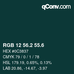 カラーコード: RGB 12 56.2 55.6 | qconv.com