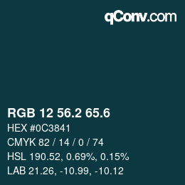 カラーコード: RGB 12 56.2 65.6 | qconv.com