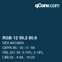 カラーコード: RGB 12 56.2 80.6 | qconv.com