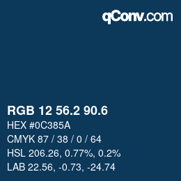 カラーコード: RGB 12 56.2 90.6 | qconv.com