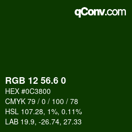 カラーコード: RGB 12 56.6 0 | qconv.com