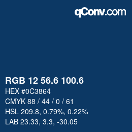 カラーコード: RGB 12 56.6 100.6 | qconv.com