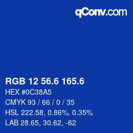 カラーコード: RGB 12 56.6 165.6 | qconv.com