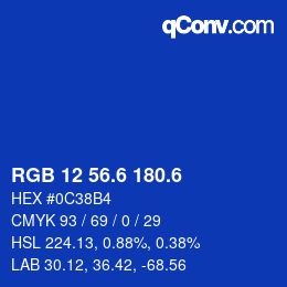 カラーコード: RGB 12 56.6 180.6 | qconv.com