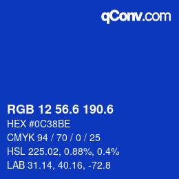 カラーコード: RGB 12 56.6 190.6 | qconv.com