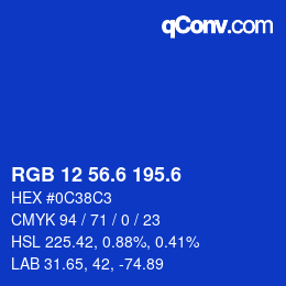 カラーコード: RGB 12 56.6 195.6 | qconv.com