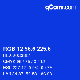 カラーコード: RGB 12 56.6 225.6 | qconv.com