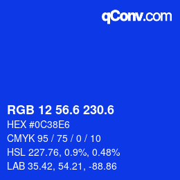 カラーコード: RGB 12 56.6 230.6 | qconv.com