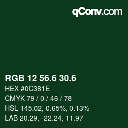 カラーコード: RGB 12 56.6 30.6 | qconv.com