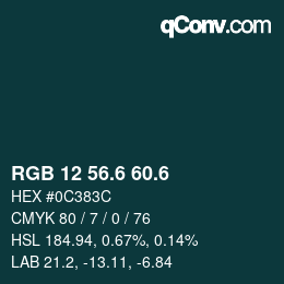 カラーコード: RGB 12 56.6 60.6 | qconv.com