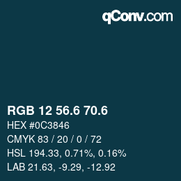 カラーコード: RGB 12 56.6 70.6 | qconv.com