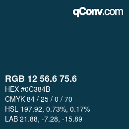 カラーコード: RGB 12 56.6 75.6 | qconv.com