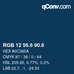 カラーコード: RGB 12 56.6 90.6 | qconv.com