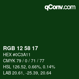Color code: RGB 12 58 17 | qconv.com