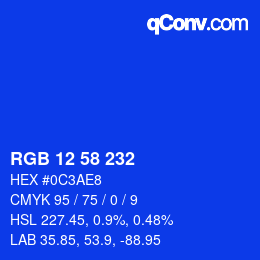 Color code: RGB 12 58 232 | qconv.com