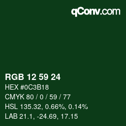 カラーコード: RGB 12 59 24 | qconv.com