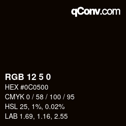 カラーコード: RGB 12 5 0 | qconv.com